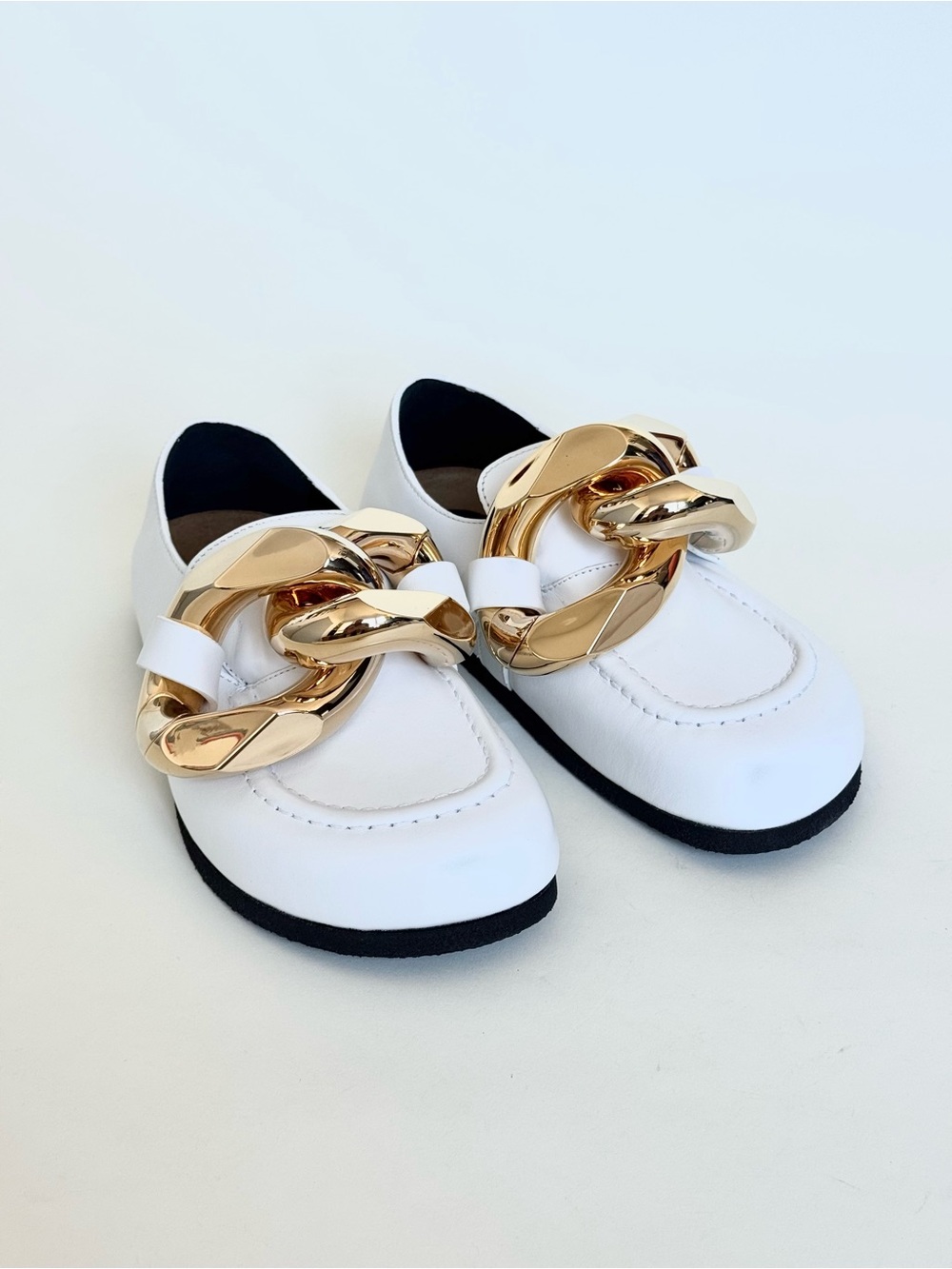 JW Anderson Closed Back Chain Loafers in White Leather New with Box - Size 35